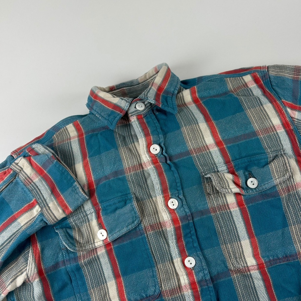 RRL Ralph Lauren Mens S Blue Red Plaid Flannel Cotton Twill Work Shirt